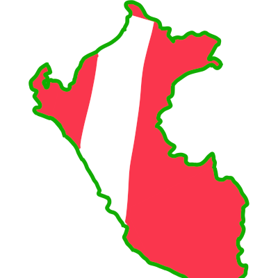 a green outline of Peru that’s filled in with two red stripes and a white one in the middle.